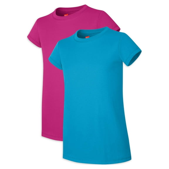 Hanes Girls Essential Crewneck T-Shirts, 2-Pack, Sizes 4-16