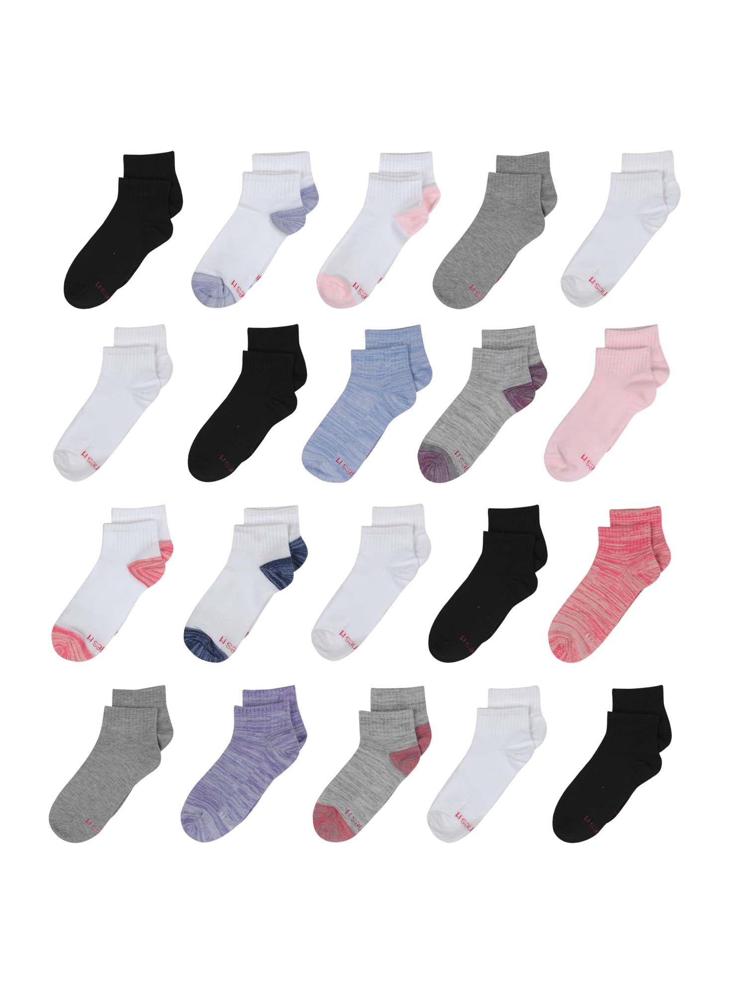 Hanes Girls Extreme Value Ankle Socks, 20 Pack
