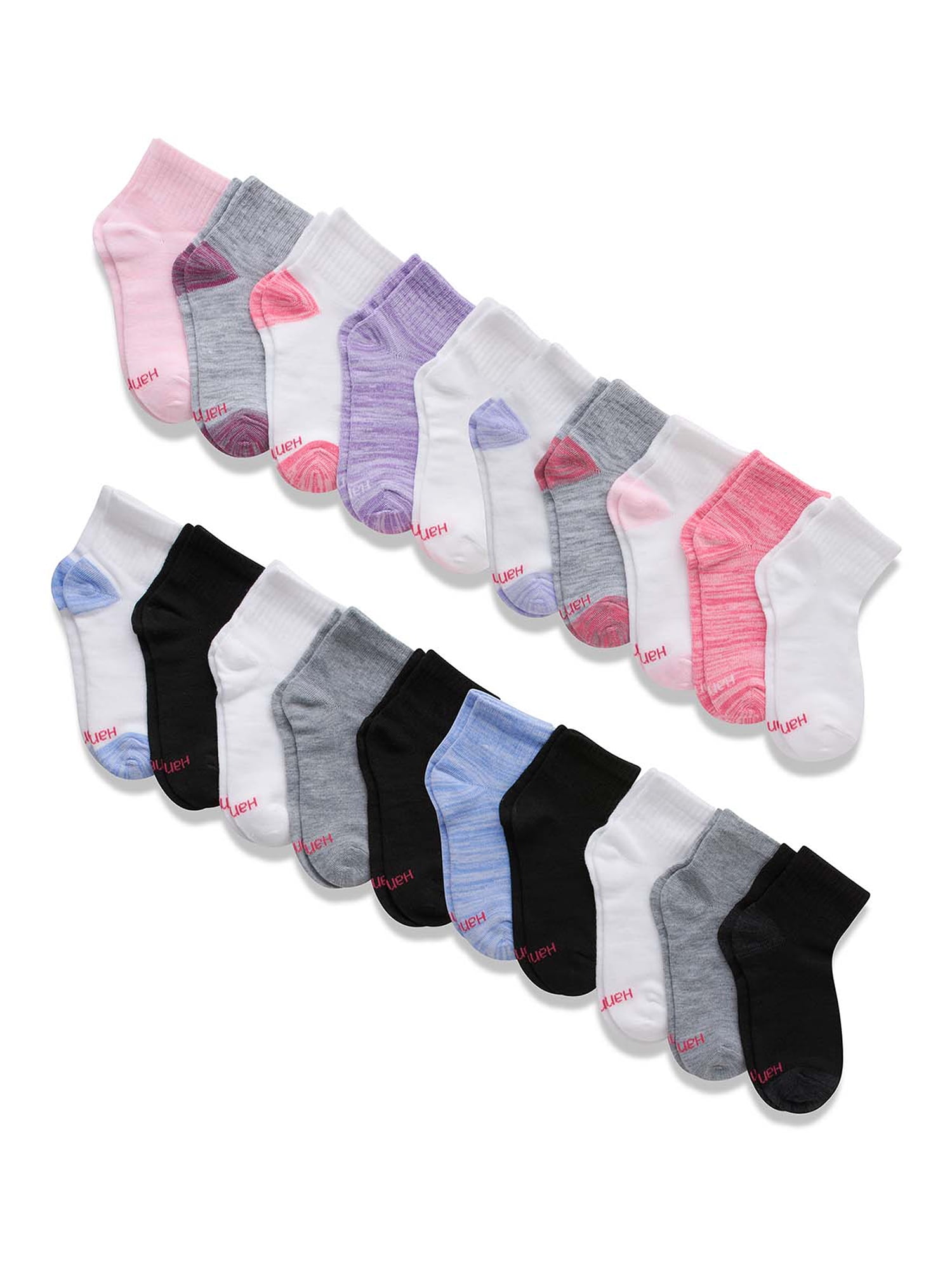 Hanes Girls Extreme Value Ankle Socks, 20 Pack