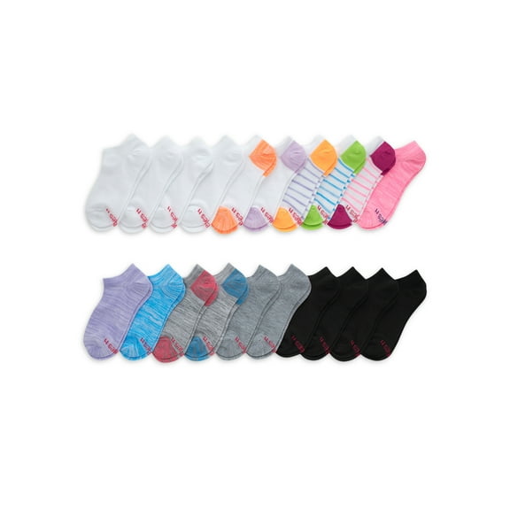 Girls No Show Socks Pack, 20 Pairs, Stay-Put Low-Cut Girls' Socks