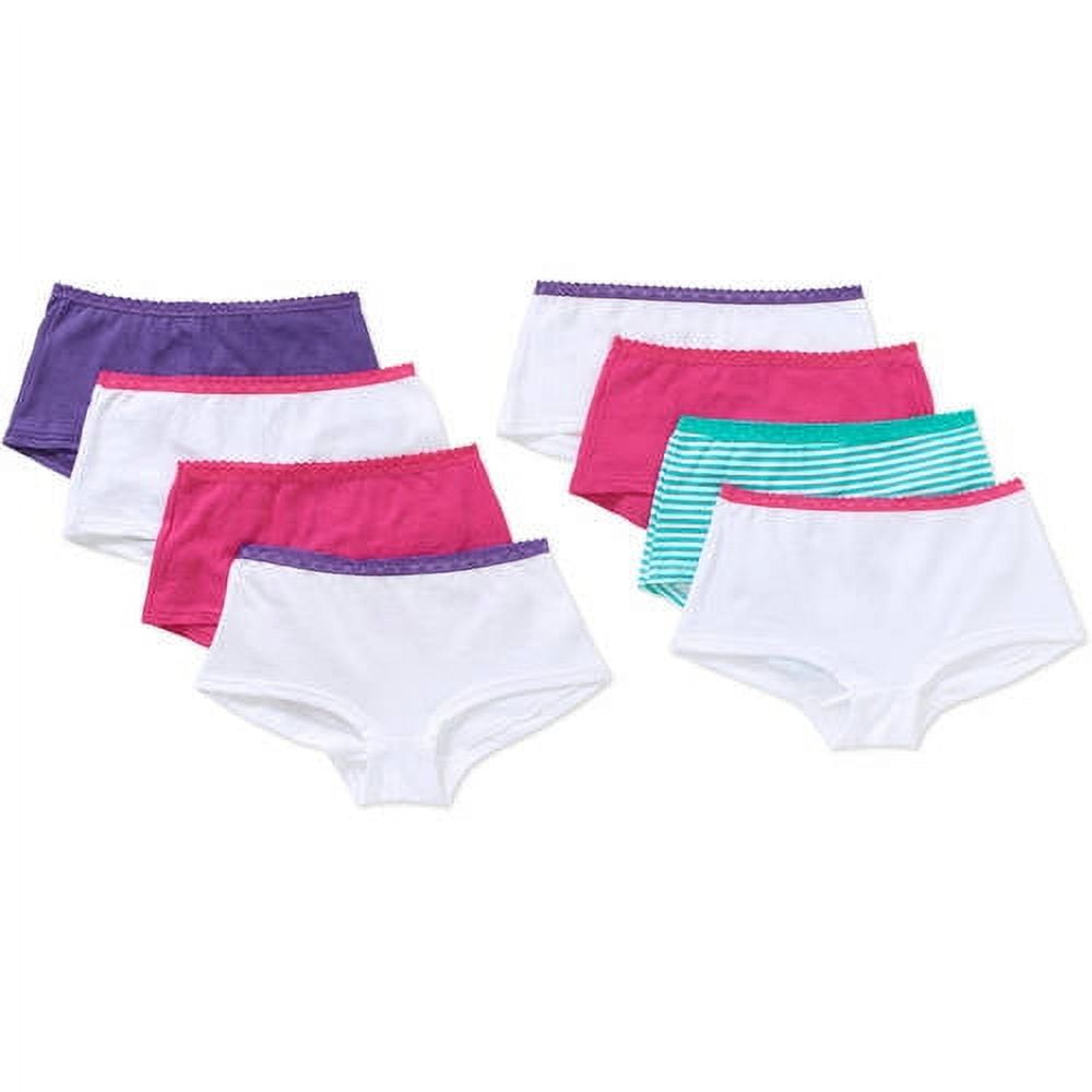 Hanes Girls' Lace Waist Boy Shorts Underwear, 8 Pack Panties (Little