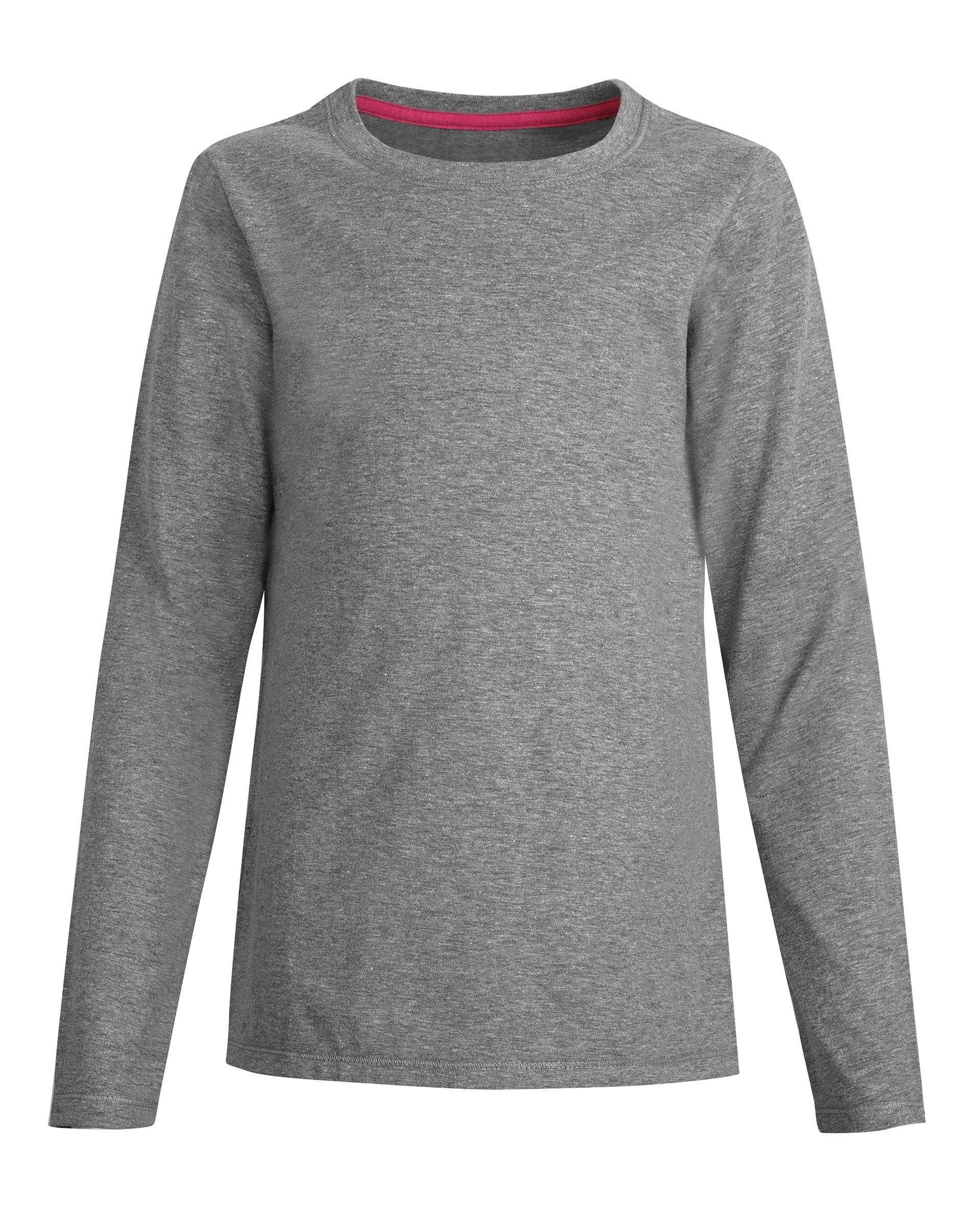 Hanes Girls Long Sleeve Crewneck T-Shirt Tee 100% Cotton Ringspun Comfort Soft