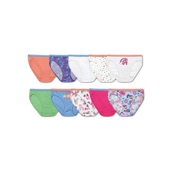 Girls' Low Rise Briefs, 10 pack