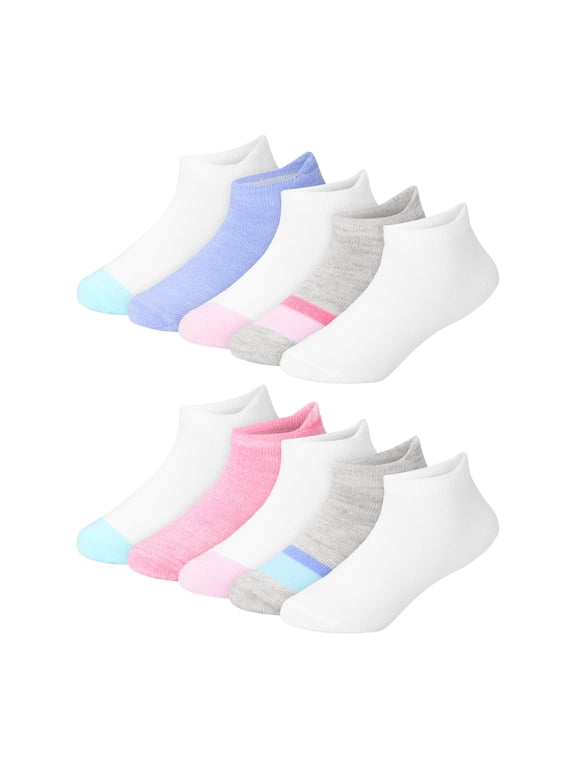 Girls No-Show Socks Value Pack, 10-Pack, Socks with Heel Shield for Infant and Toddler Girls