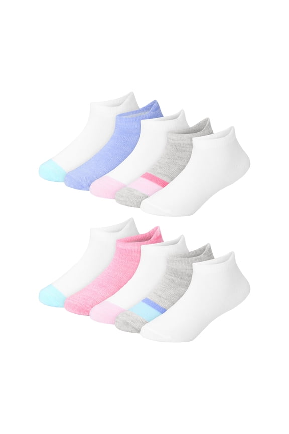 Girls No-Show Socks Value Pack, 10-Pack, Socks with Heel Shield for Infant and Toddler Girls