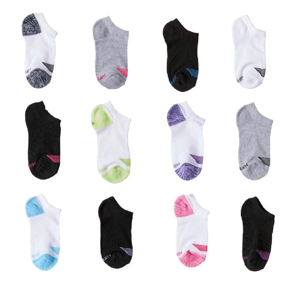 Hanes Girls No Show Socks 12-Pack, Sizes S-L - Walmart.com