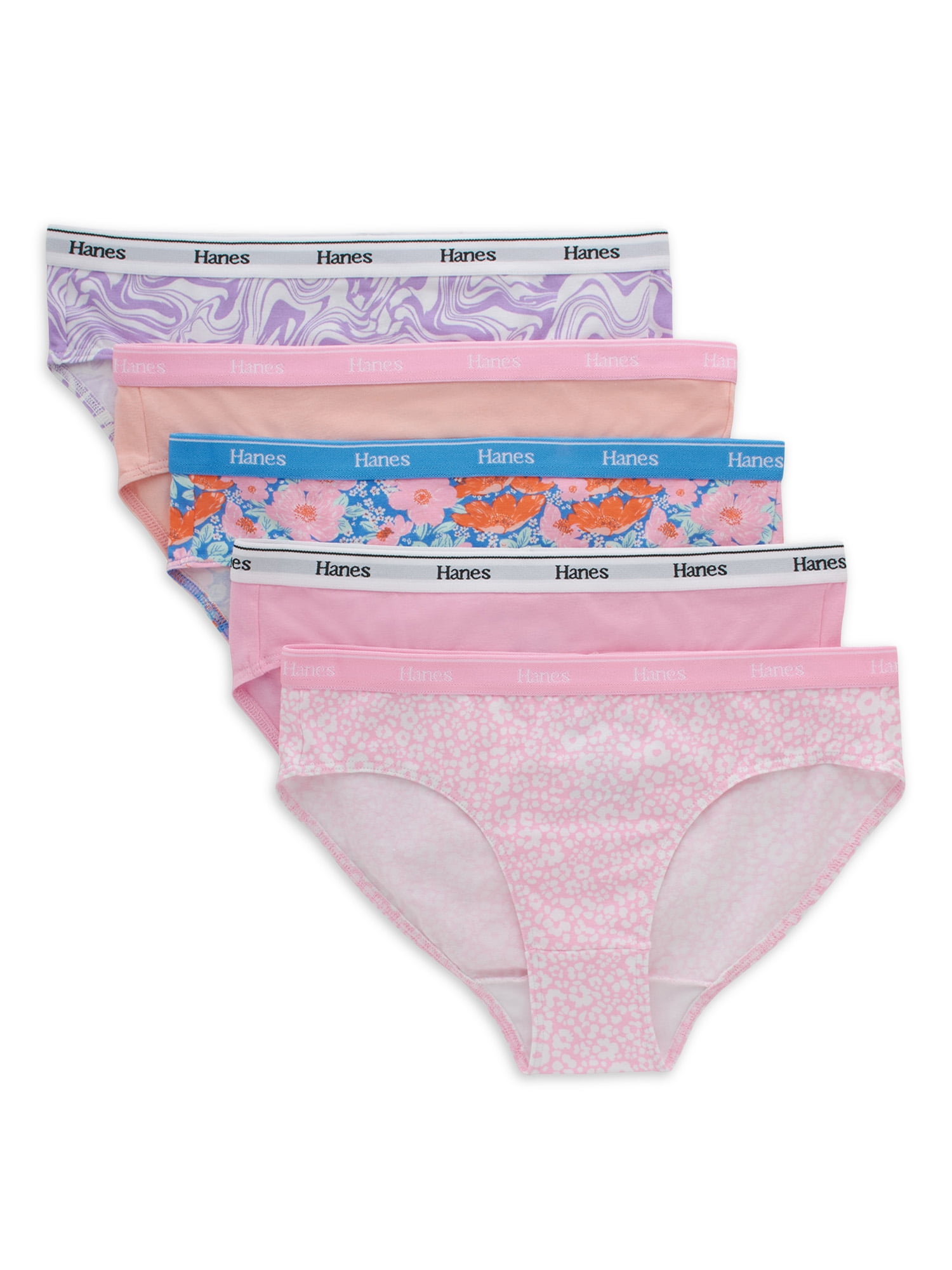 Hanes Girls' Tagless Bikini Underwear, 14 Pack Panties Sizes 6 - 16