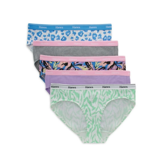 Hanes Girls' Originals Cotton Stretch Hipster, 5-Pack, Sizes 6-16
