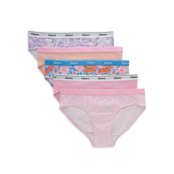 Hanes Girls' Originals Cotton Stretch Hipster, 5-Pack