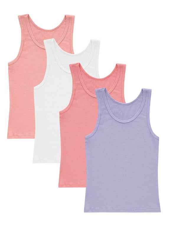 Originals SuperSoft Girls Tank Tops, 4-Pack, Moisture-Wicking Assorted M