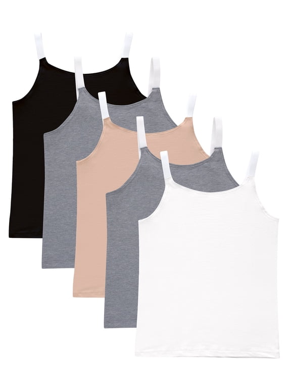 Originals Girls' Cami, 5-Pack, Cotton-Stretch Tank Top, Moisture-Wicking Assorted XL