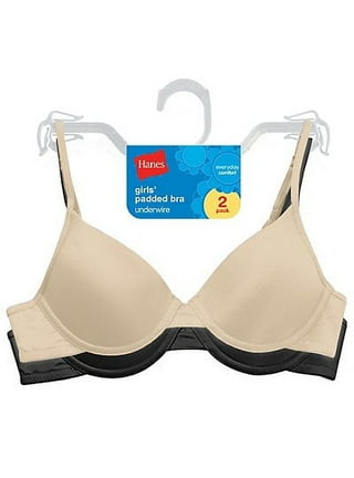 Hanes Girls 2pk Molded Wire- Bra - White/Rose Hearts Size 30A for sale  online