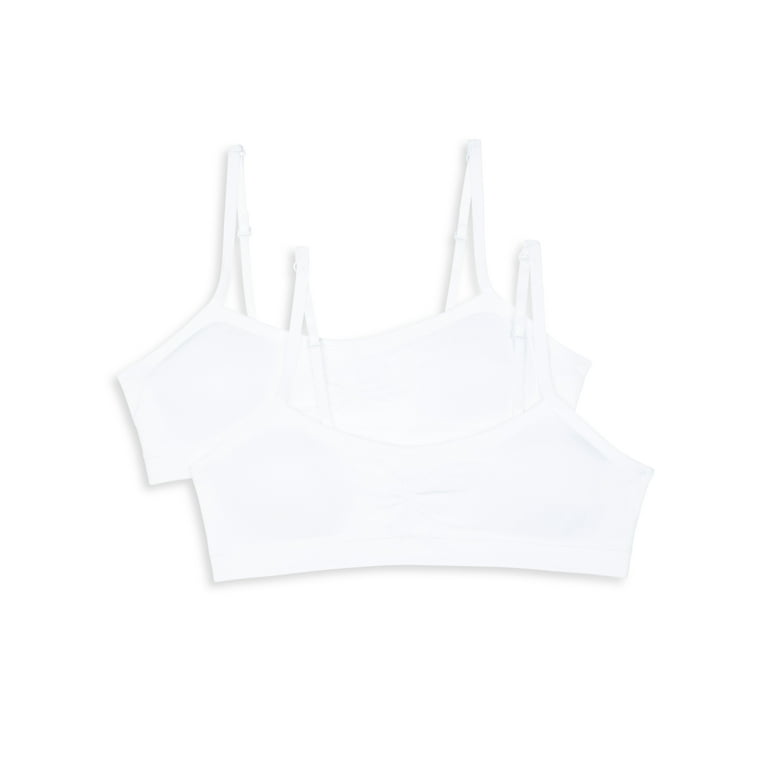 Hanes Girls' Seamless Molded Wirefree Bra 2-Pack White/Heather Grey S