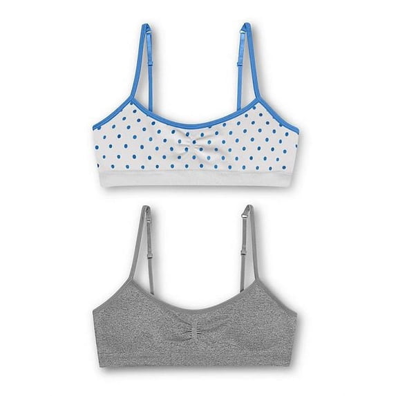 Hanes Girls Seamless Ruched Bra, 2-Pack, Sizes (S-XXL)