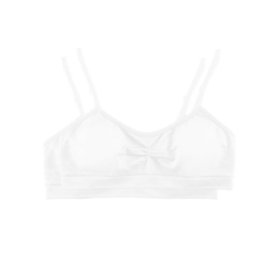 Hanes Girls' Seamless Molded Cup Wirefree Bra 2-Pack White/White S