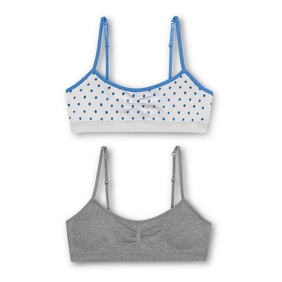 Hanes Girls Seamless Ruched Bra, 2-Pack, Sizes (S-XXL)