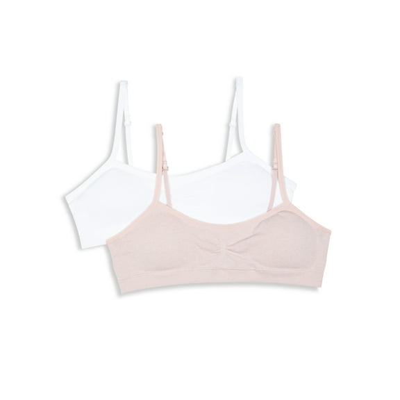 Hanes Girls Seamless Ruched Bra, 2-Pack, Sizes (S-XXL)