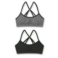thumbnail image 1 of Hanes Girls' Seamless Molded Wirefree Bra 2-Pack Gravel Grey Heather/Black XL, 1 of 4