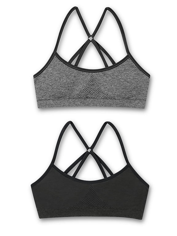 Girls' Seamless Strappy Back Bralette, 2-Pack, Sizes (S-XXL)
