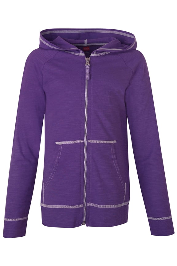 Girls Slub Jersey Full-Zip Hoodie, Sizes 4-16