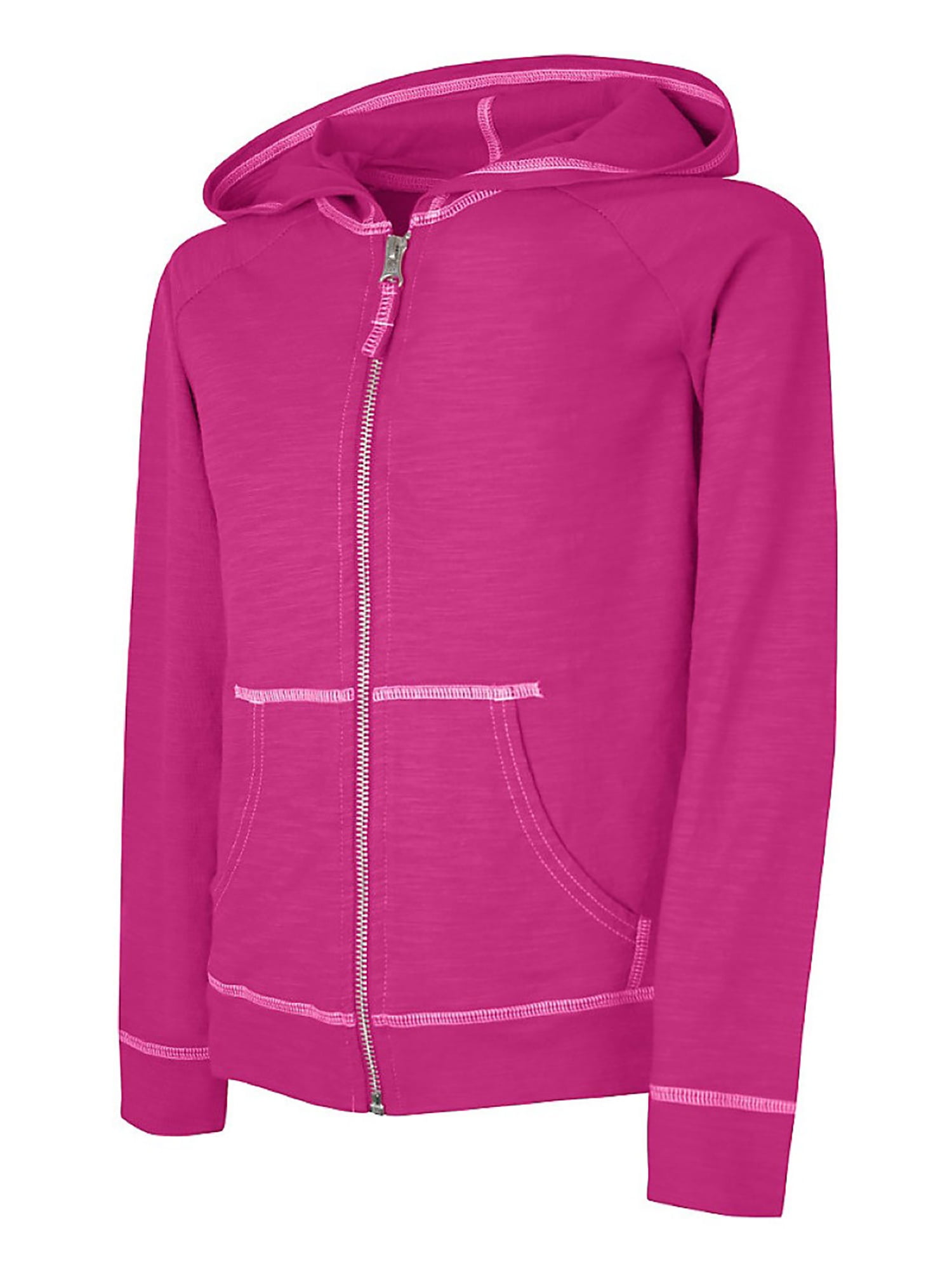 Women's Lightweight Zip Up Hoodie Hanes Girls Slub Jersey Full-Zip