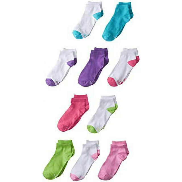 Hanes Girls Socks, 10 Pack Low Cut, Sizes S - L