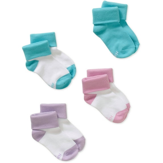 Hanes Girls Socks, 4 Pack Athletic Assorted, Sizes S-L