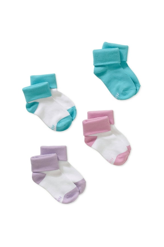Girls Socks, 4 Pack Athletic Assorted, Sizes S-L