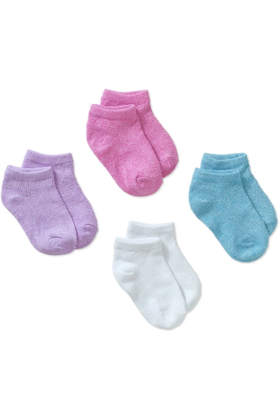 Girls Socks, 4 Pack No Show ComfortSoft Pointelle, Sizes S-L