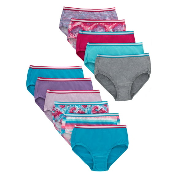 Hanes Girls' Sparkle Cotton Brief, 10+1 Bonus Pack