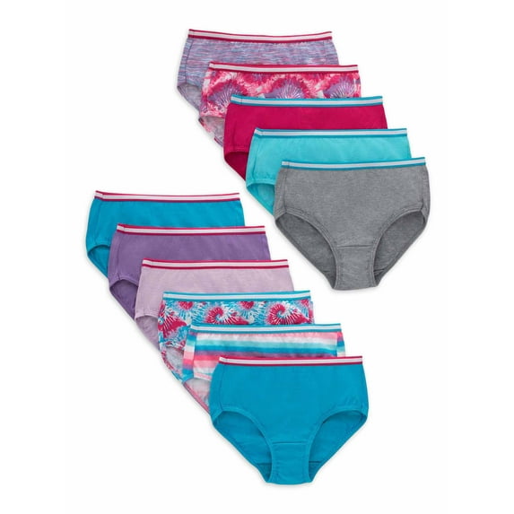 Hanes Girls' Sparkle Cotton Brief, 10+1 Bonus Pack