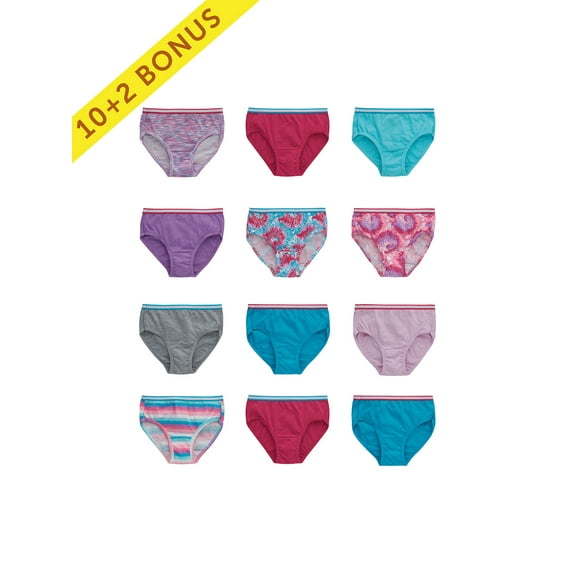 Hanes Girls Sporty Brief Underwear 10+2 Bonus Pack