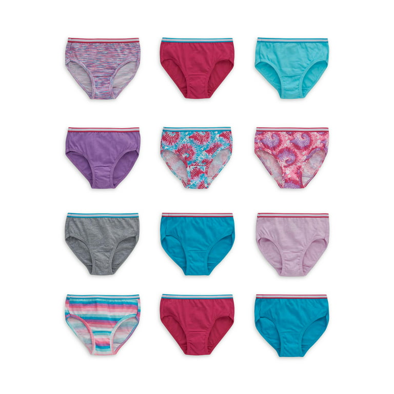 Hanes Girls Underwear, 14 + 4 Bonus Pack Tagless Girls' Hipster Panties  Sizes 6 - 16 