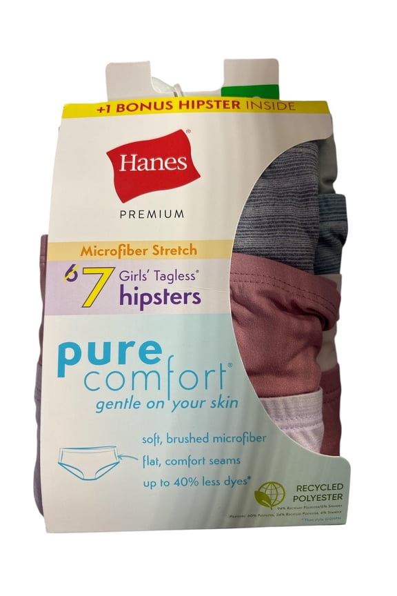 Girls Tagless Hipster 7pk Multi Color Size 12