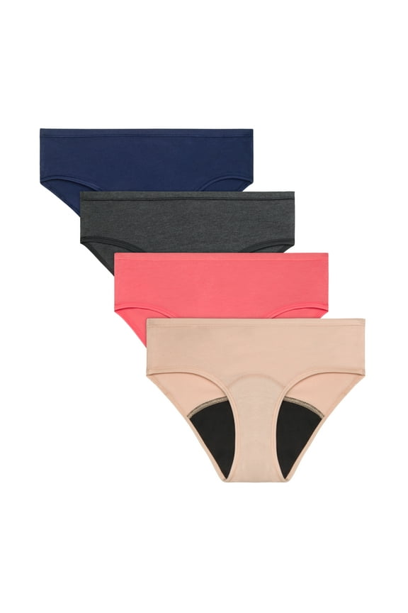 Girls' Tagless Hipster Period Panty, 4 Pack