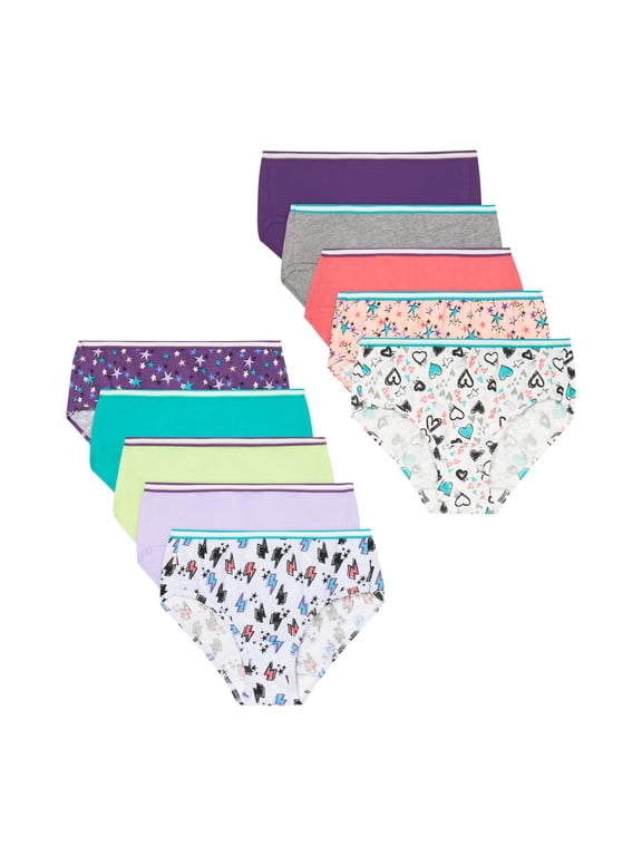 Girls' Tagless Super Soft Cotton Brief Underwear, 10 Pack