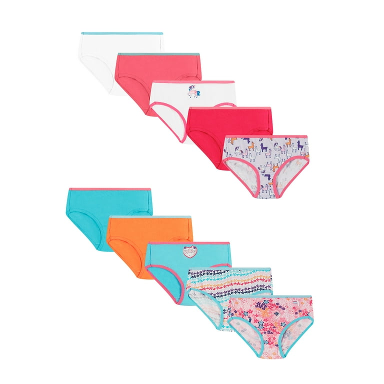 Hanes Girls' Tagless Super Soft Cotton Brief Underwear, 10 pack, Sizes 4-16