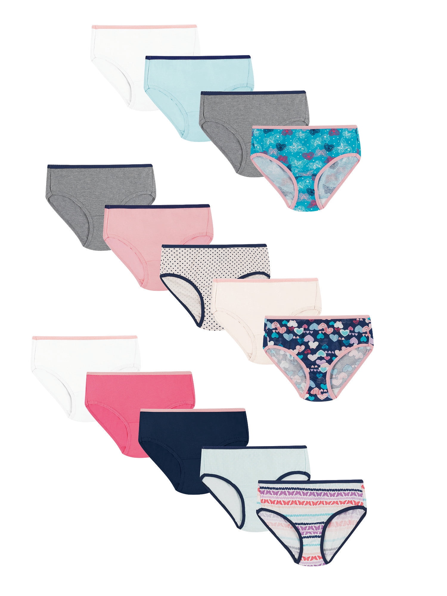 Hanes Girls Hipster Underwear Pack, 14-Pack, Cotton Hipster Panties for Girls