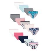 Hanes Girls Hipster Underwear Pack, 14-Pack, Cotton Hipster Panties for Girls