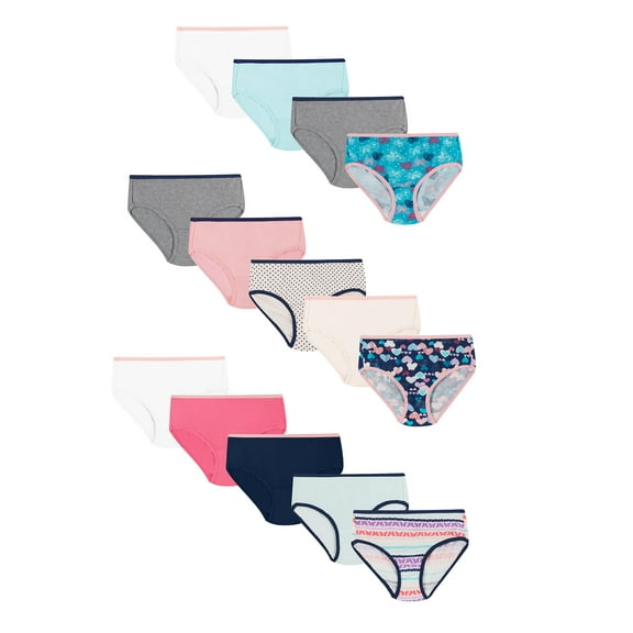 Hanes Girls' Tagless Super Soft Cotton Brief Underwear, 14 pack, Sizes 4-16