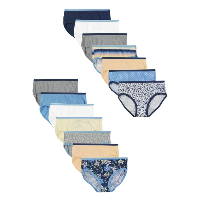 Hanes Girls' Tagless Underwear Super Soft Cotton Briefs, 14 pack