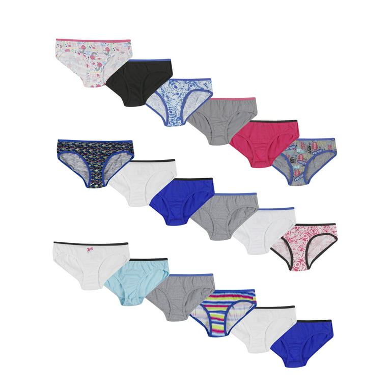 Hanes Girls Underwear, 14 + 4 Bonus Pack Tagless Girls' Hipster Panties  Sizes 6 - 16
