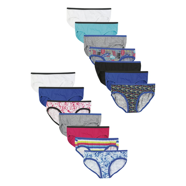 Hanes Girls Underwear, 14 Pack Hipster Tagless Super Soft Cotton Panties,  Sizes 4-16