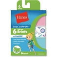 thumbnail image 1 of Hanes Girls Underwear, 6 Pack Cool Comfort Briefs (Little Girls & Big Girls), 1 of 2