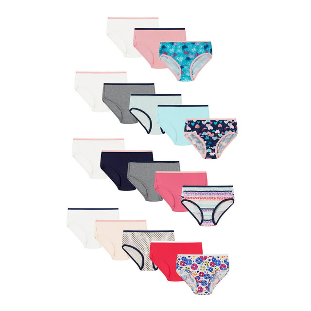 Hanes Girls Underwear Briefs, 14+4 Bonus Pack, Sizes 4-16
