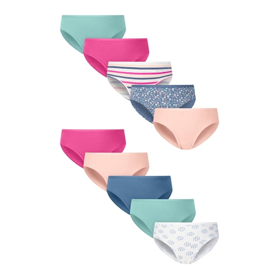 Hanes Girls Briefs Underwear Pack, 10-Pack, Cotton Stretch Brief Panties for Girls