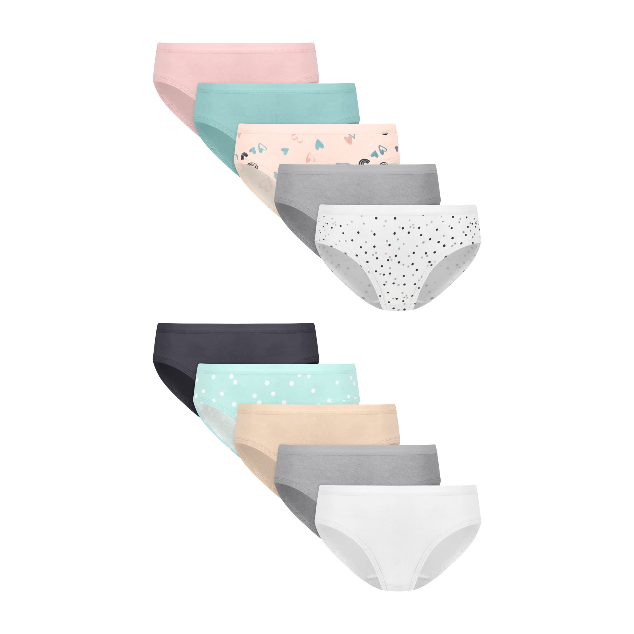 Hanes Girls Underwear Hipster Pack, 10-Pack, Cotton-Stretch Hipster Pants for Girls
