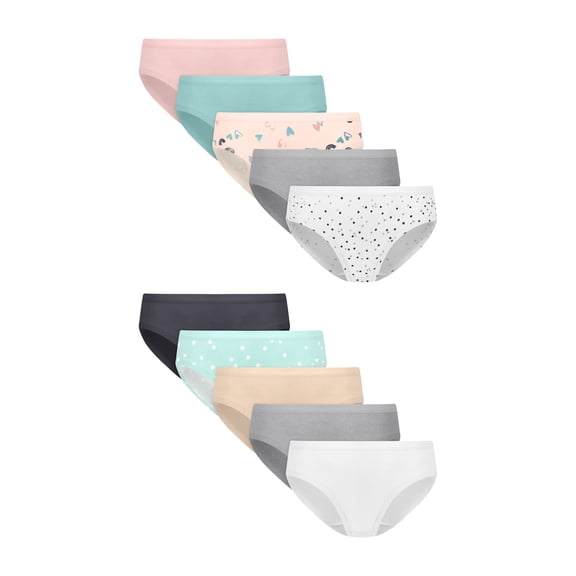 Hanes Girls Underwear Hipster Pack, 10-Pack, Cotton-Stretch Hipster Pants for Girls