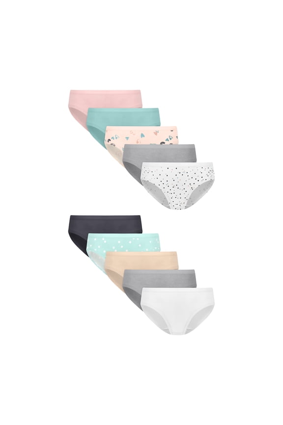 Girls Underwear Hipster Pack, 10-Pack, Cotton-Stretch Hipster Pants for Girls