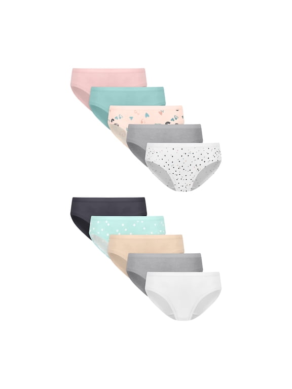Girls Underwear Hipster Pack, 10-Pack, Cotton-Stretch Hipster Pants for Girls